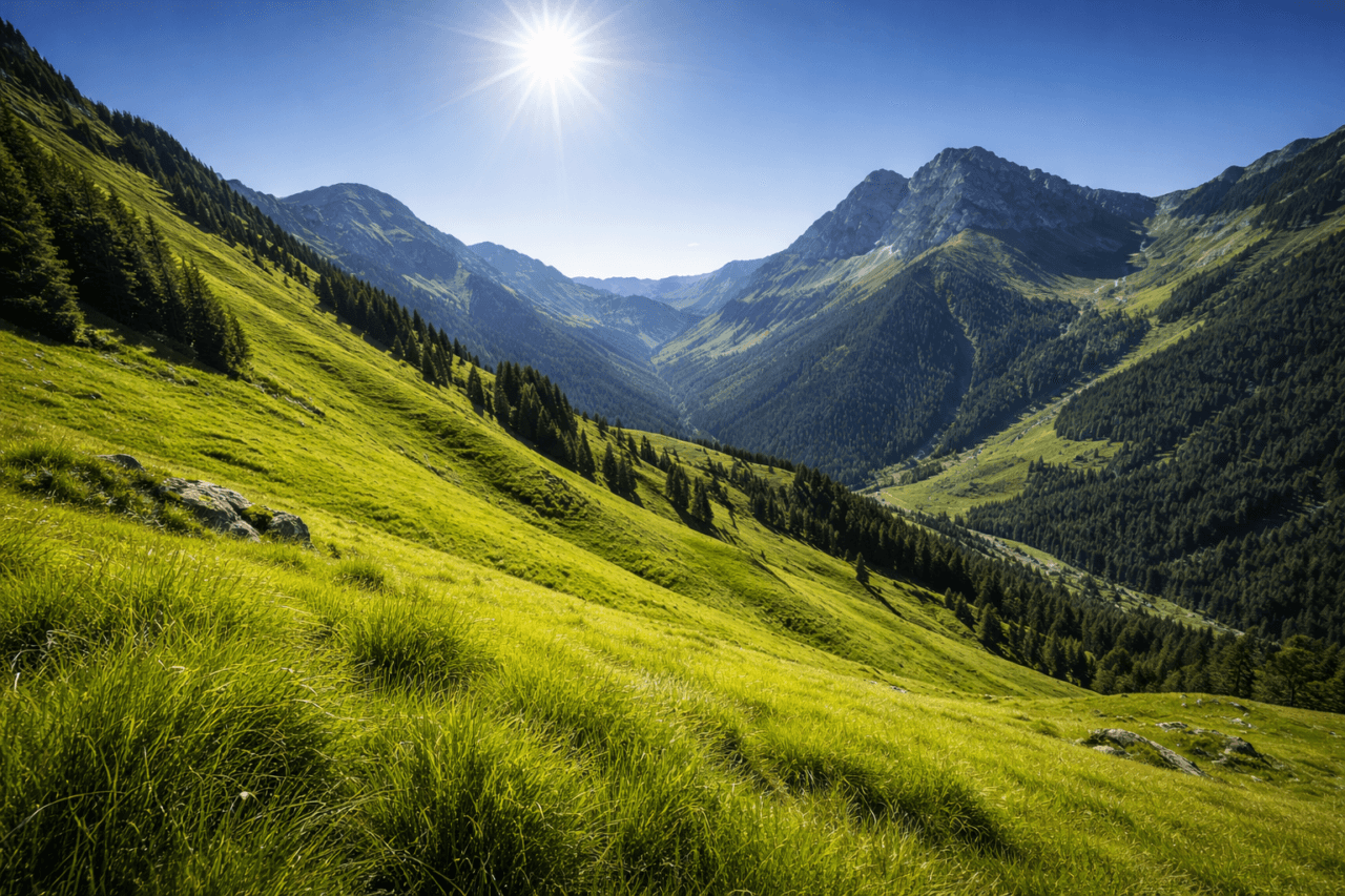 alpine valley sunny day mountain landscape.jpg