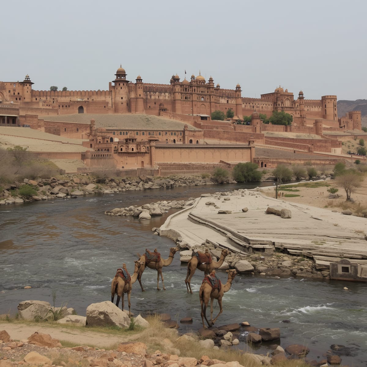camels crossing river near indian fort.jpg