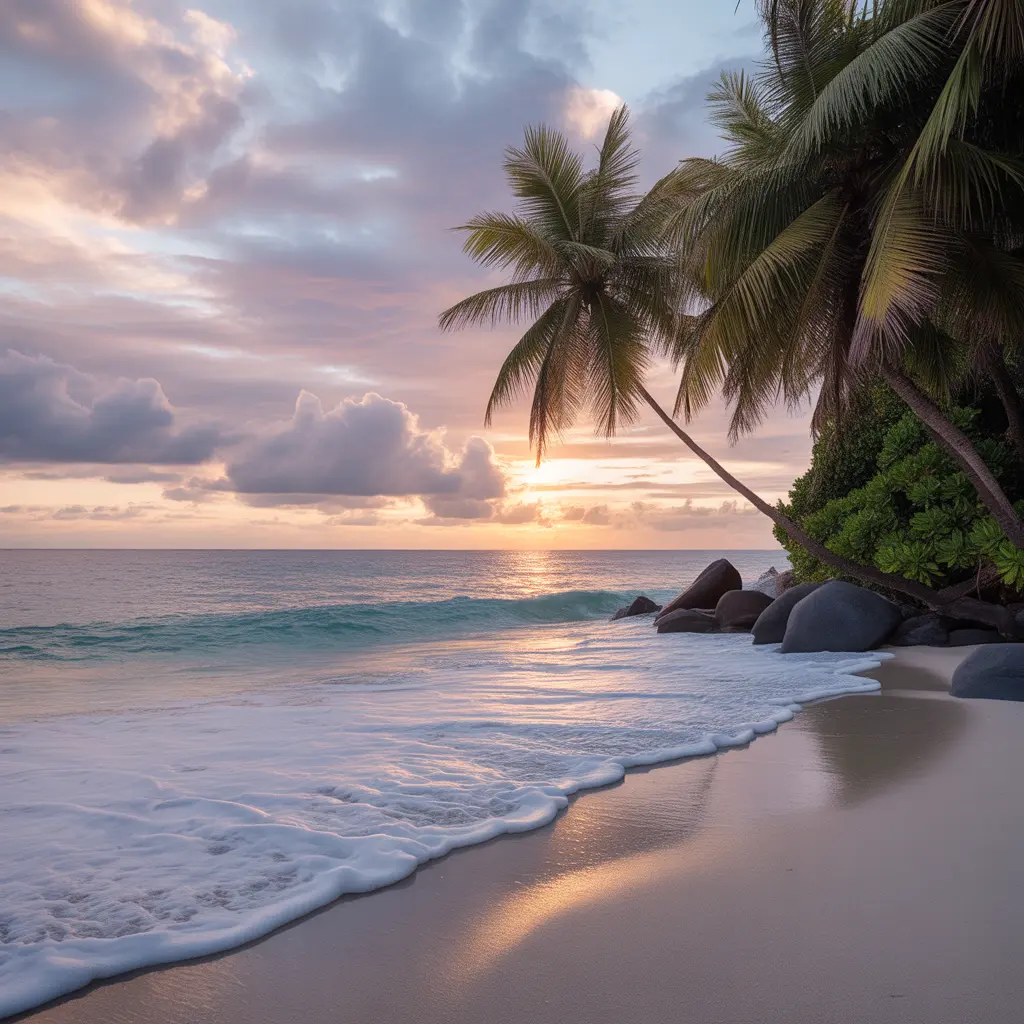realistic single shot of a secluded tropical indian beac